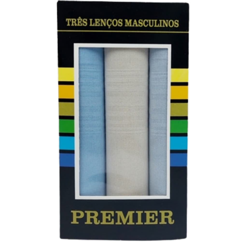 KIT 3 LENÇOS DE BOLSO MASCULINO PREMIER 39 CM X 39 CM