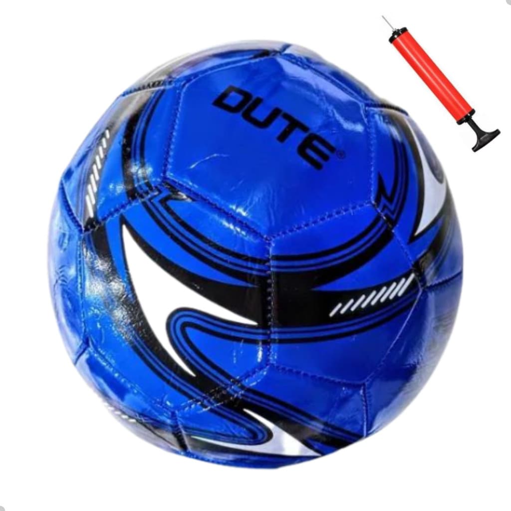 Bola Oficial de Futebol PVC com Bomba de Encher Tamanho 5 Campo DuteToys DTE0540