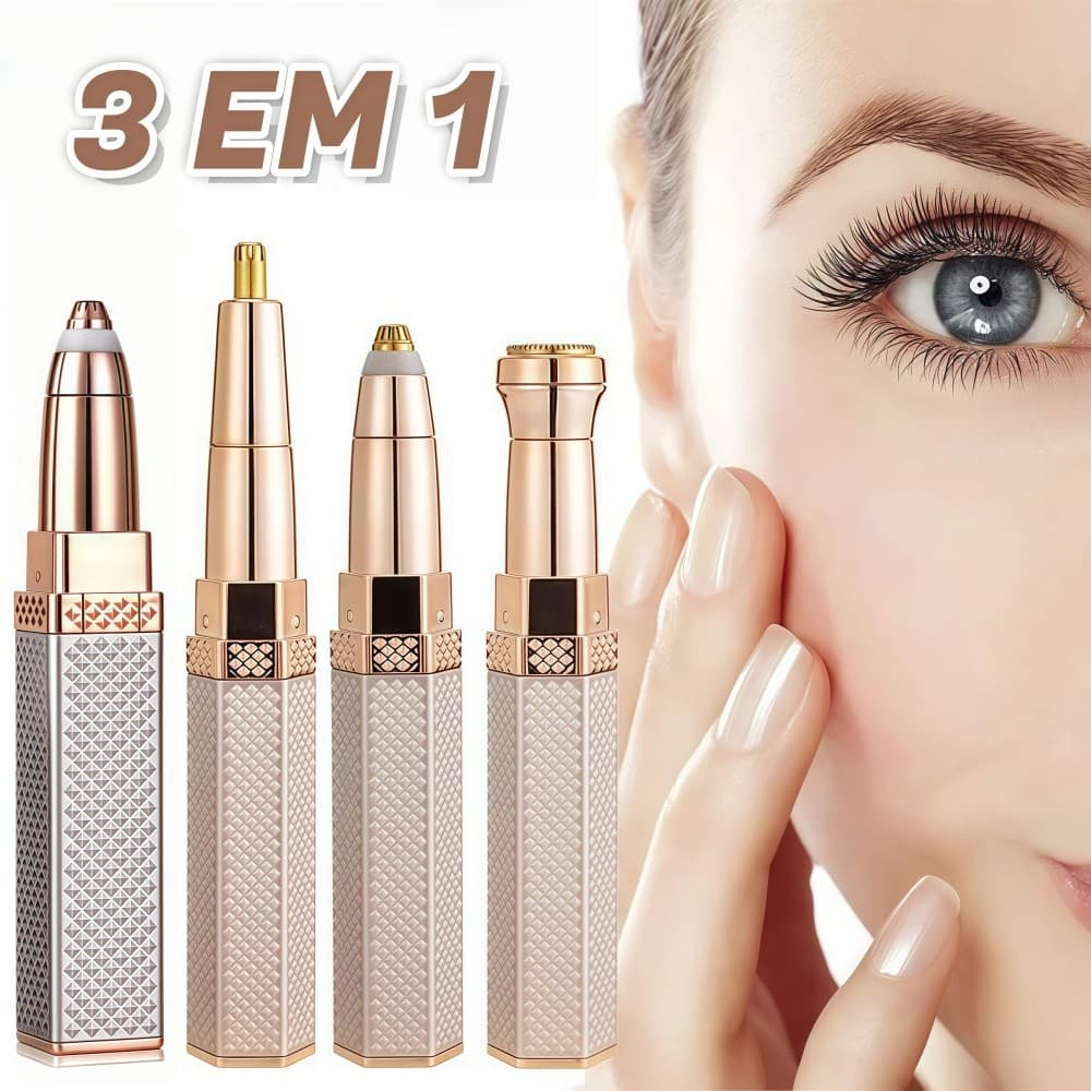 Kit Completo de Sobrancelhas Elétrico - Aparador, Lâmina, Lápis e Depilador Multiuso Unissex