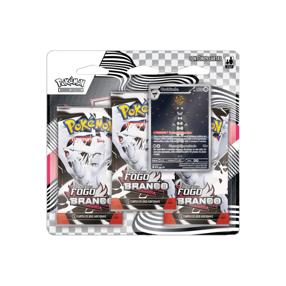 Pokémon Escarlate e Violeta 10.5 Fogo Branco Gothielle Blister Triplo Com 19 Cartas