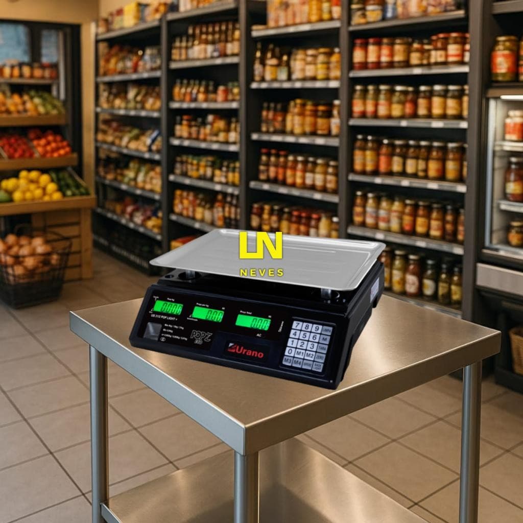 BALANÇA COMERCIAL DIGITAL COMPUTADORA BATERIA URANO 31KG TRIPLA ESCALA POP Z ECO COM PRATO DE FRUTAS