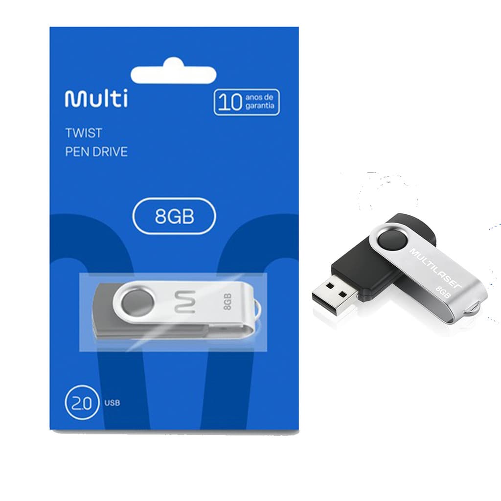 Pen Drive Twist 8GB USB Leitura 10MB/s Pendrive Original Multilaser