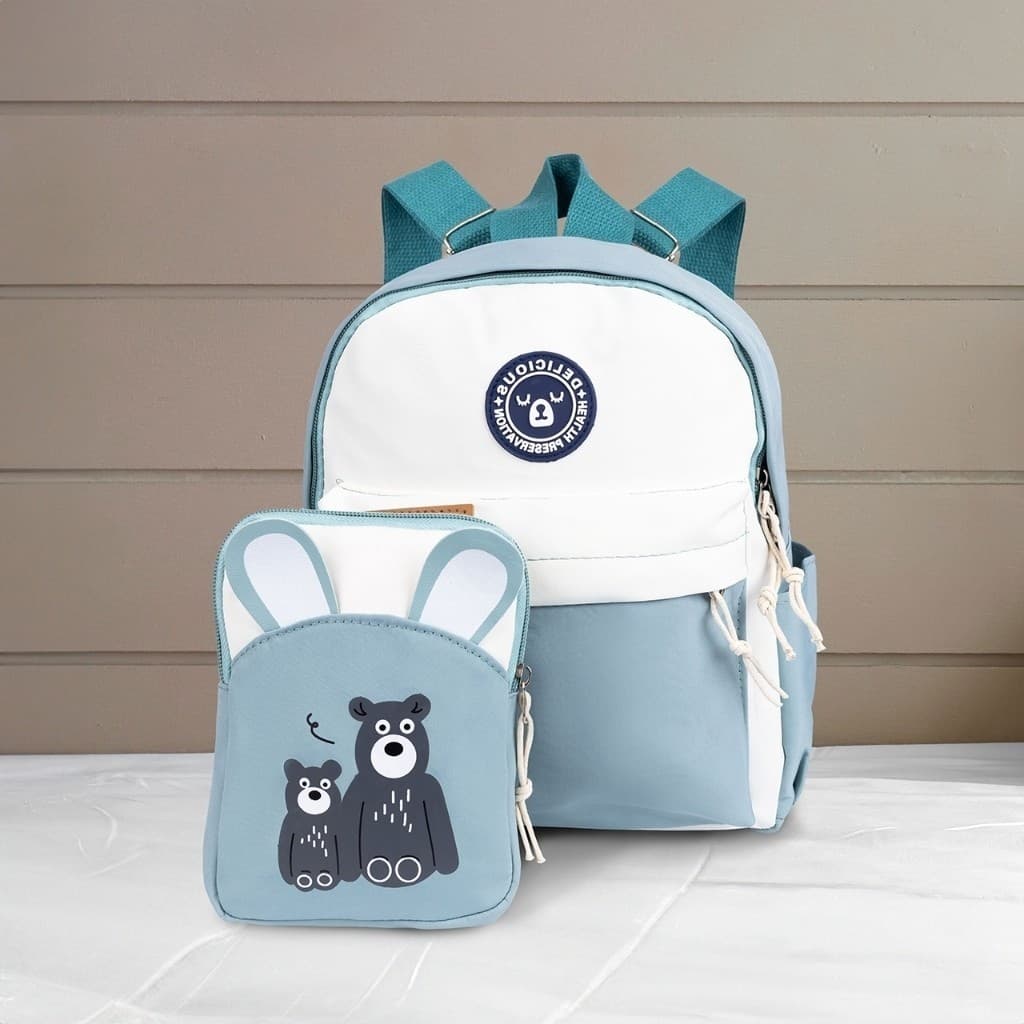 Kit Mochila e Porta-Objetos Infantil Escolar com Estampa de Urso Conforto Resistência e Qualidade