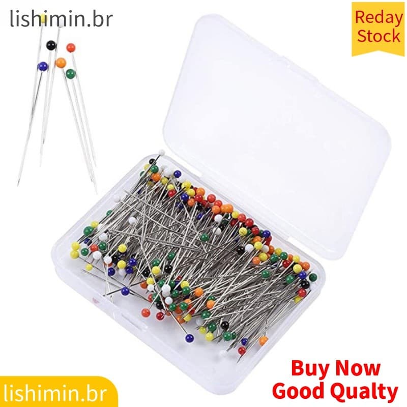 250 Pçs Alfinetes De Cabeça De Vidro 38mm Multicolorido Reto Bola Para Artesanato