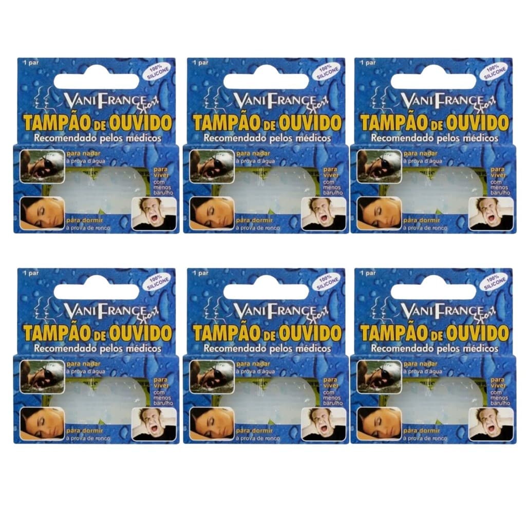 Kit 6 Protetor Tampão de Ouvido 100% Silicone - Vani France