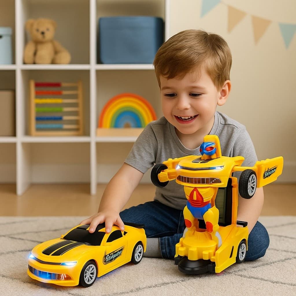 Brinquedo Carro Transforms Vira Robô Camaro Carrinho Infantil