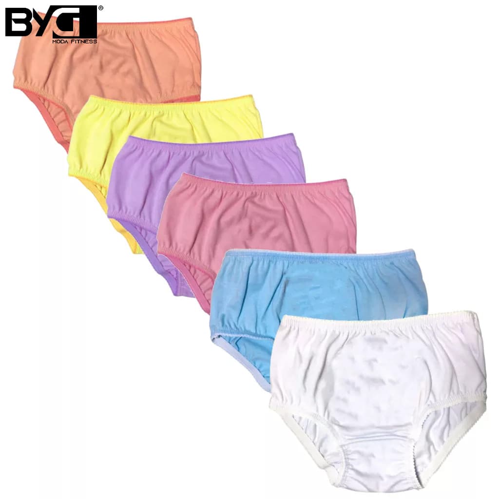 Kit 10 Calcinhas Infantil Menina Lisa Antialérgico de 1 a 12 Anos Cores Sortidas Super Confortável