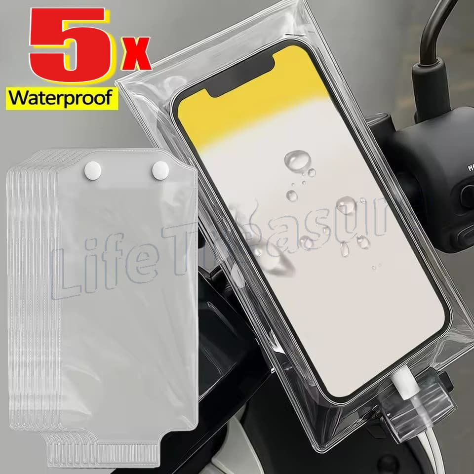 Bolsa Transparente Para Telefone À Prova D'água-Protetora Subaquática-Capa Celular Com Guiador-Tela Selada , De Chuva E 