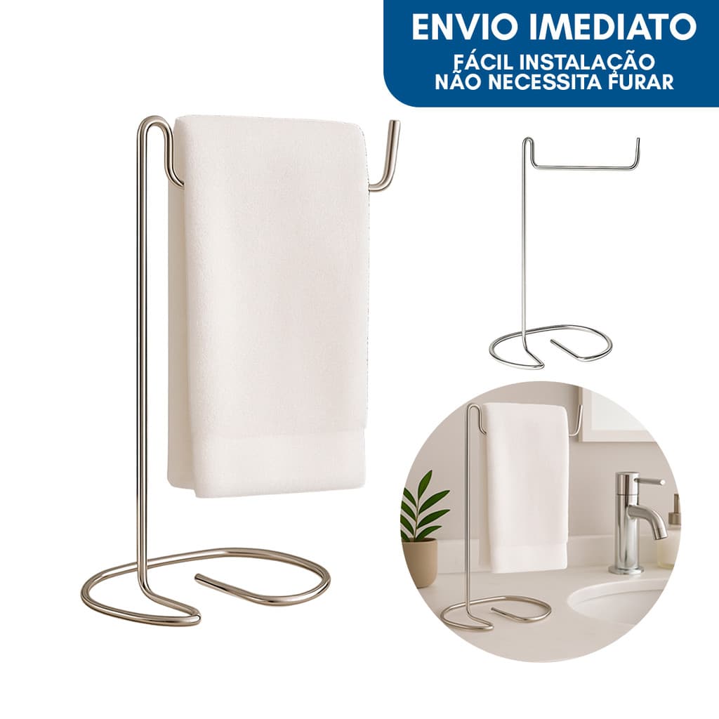 Porta Toalha de Rosto para Pia Lavabo Bancada Suporte Papel Higienico Pano de Prato Preto