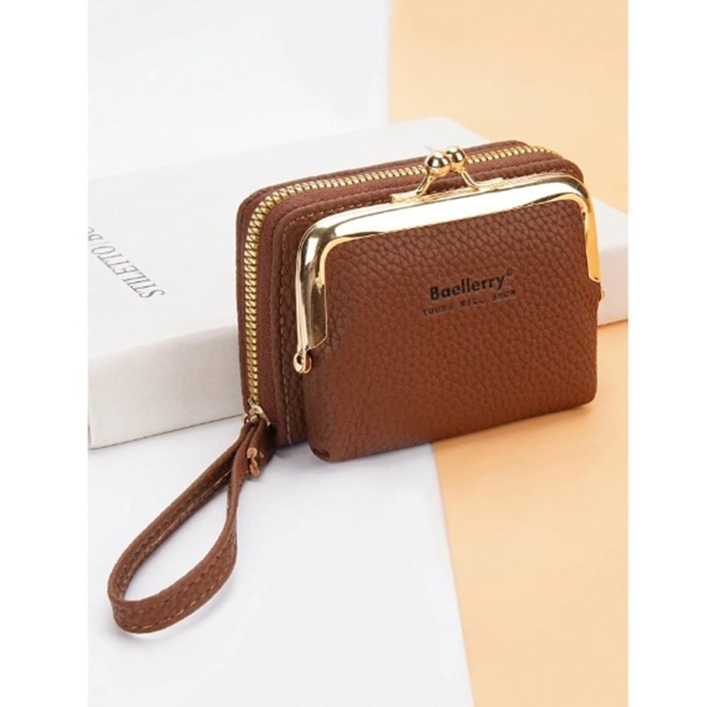 Carteira Feninina Pequena 2 Bolsos Porta Moedas Cartao de Credito Documentos Dinheiro CNH