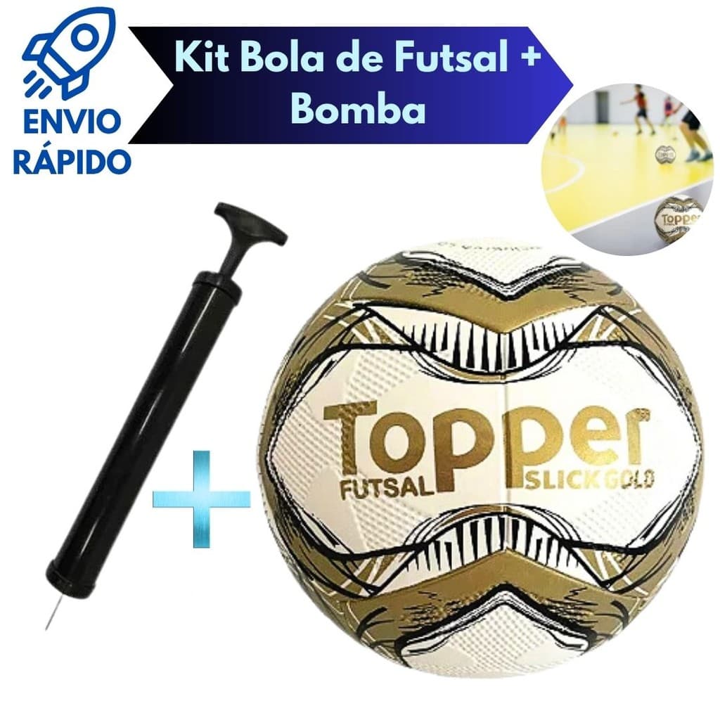 Bola de Futsal Topper Slick Gold E Bomba Oficial Original Futebol de Salão Resistente Original