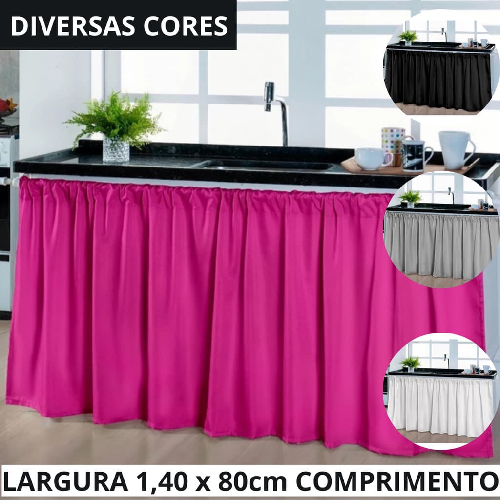Cortina De Pia Armário Cozinha Moderna Elegante 140 x80cm Decoração Balcão Poliéster Barato Promoção