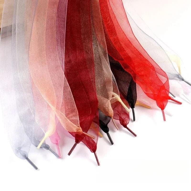 4CM Largura Calçado De Seda Plano Fio Chiffon Tênis Cordões Para Sapatos 100/120/140/160CM Acessórios Novo