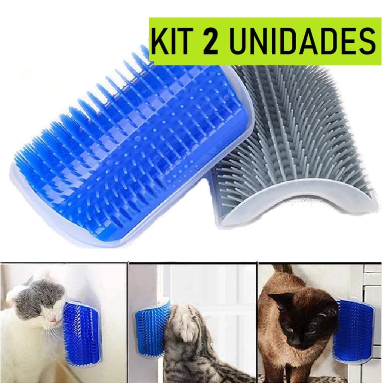 Kit Com 2 Escova Parede Gato Brinquedo Pet Tira Pelos Gato Catnip Massagem