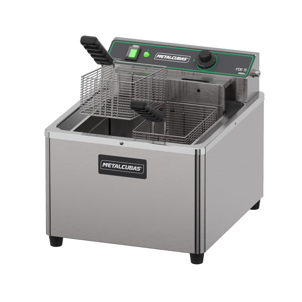 Fritadeira Elétrica Inox de Mesa Óleo Metalcubas 15L FOE 15 M 8000W