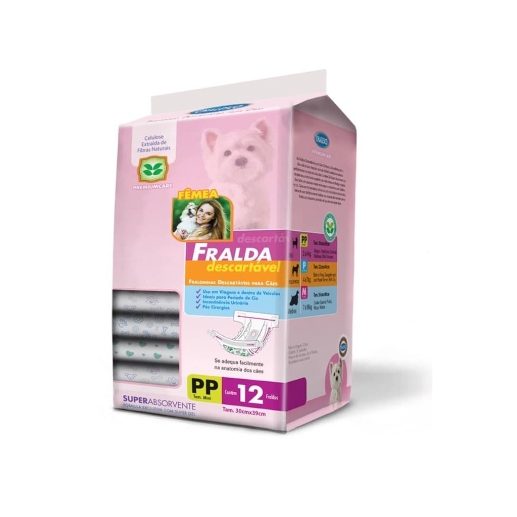Fralda Descartável Para Cães Tamanho PP Pacote Com 12 Chalesco