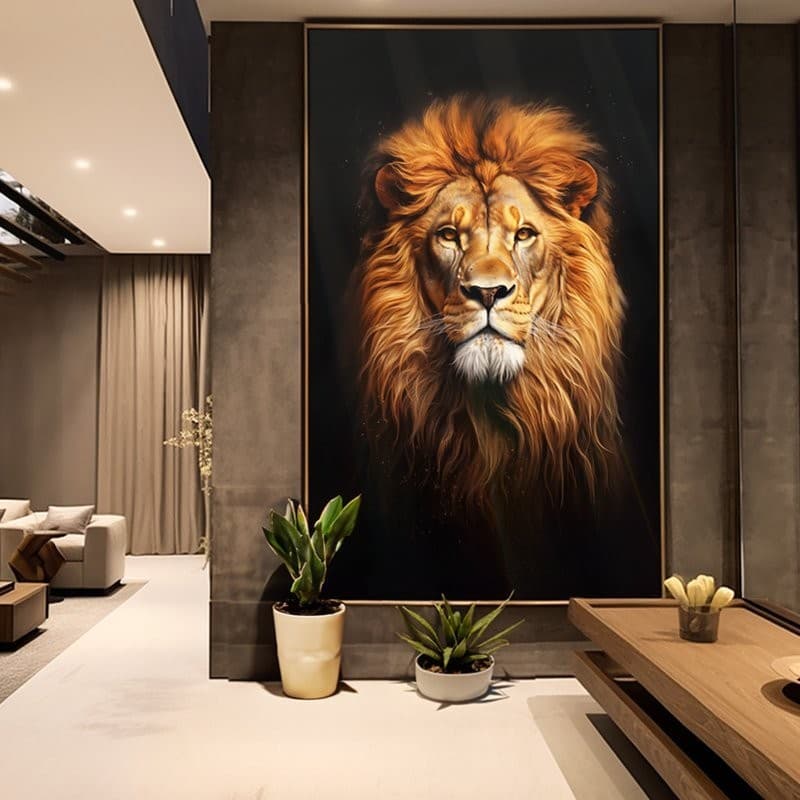 Quadro Decorativo 110x80cm Majestoso Leão de Judá  Hall da Luxo Sala Quarto Casa Decoração De Parede Mdf Adesivo