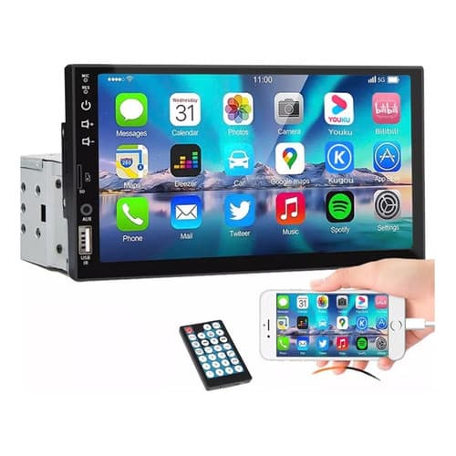 Central Multimídia Universal Mp5 Bt 1 Din 7 Pol Espelha Dvd