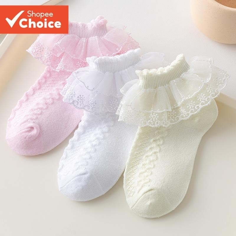Meninas Rendas Meias De Algodão Estilo Princesa Bebê Criança Dança Para Primavera Verão