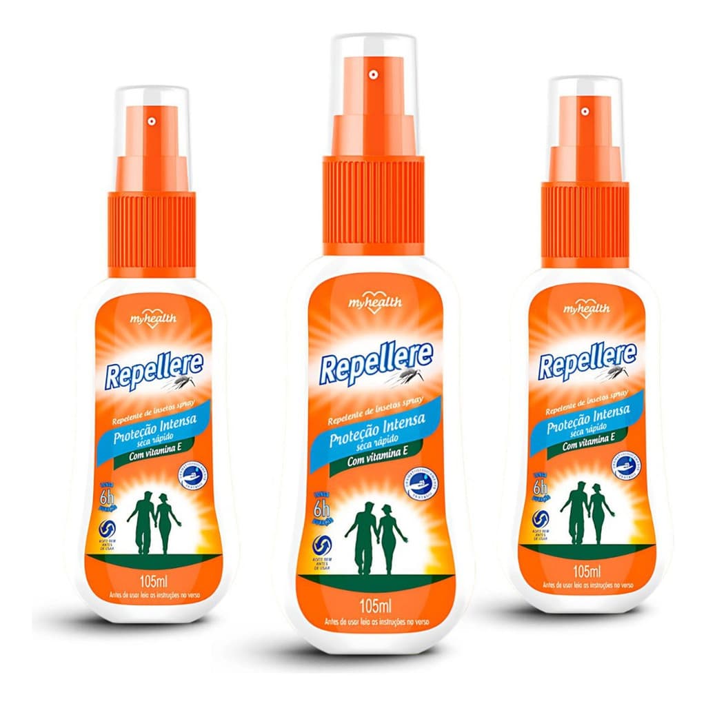 Kit 3 Repelente De Insetos Mosquitos Pump 105ml Repellere