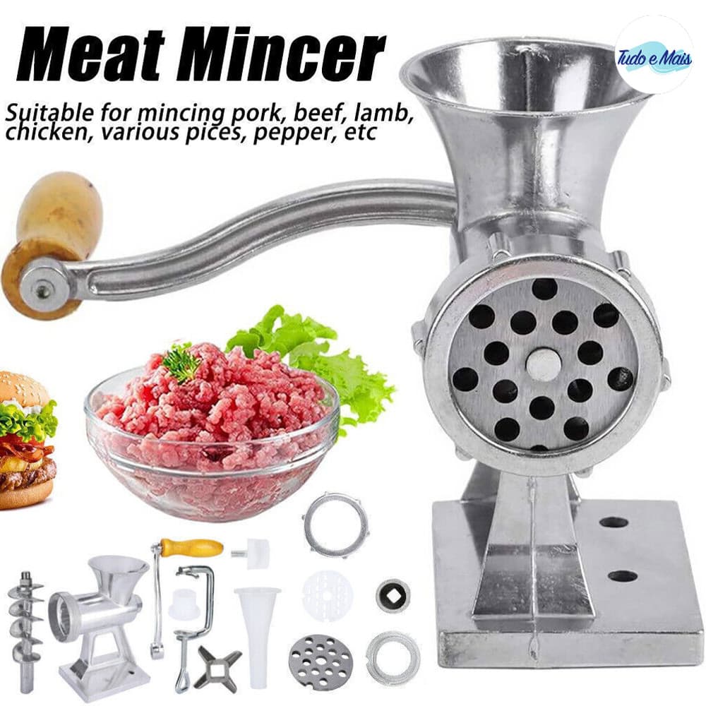 Triturador de Alimentos e Moedor de Carne Manual com Funil
