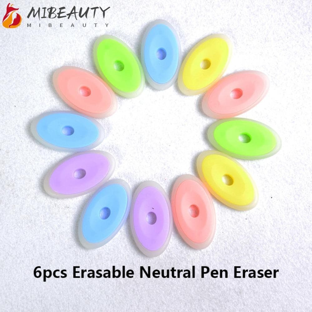 MIBEAUTY 6 Peças De Borracha Oval Colorida , Caneta Apagável Neutra , Especial Para Estudantes , Fornecimento De Correçã