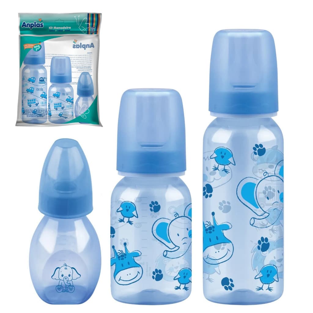 Kit 3 Mamadeiras com Bico PVC Petita – 240ml, 140ml e 60ml