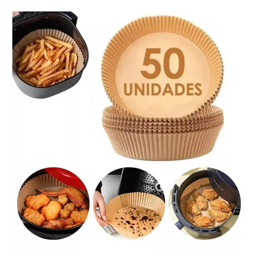 Kit 50 Peças Papel Forro Air Fryer Antiaderente Forma Antiaderente Universal