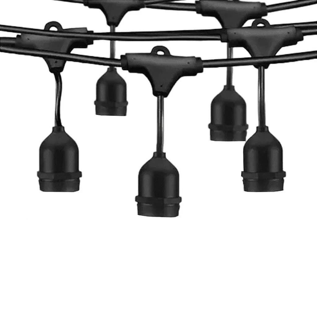 Varal de Luzes Cordão de Iluminação cordinno 10 Soquetes Preto 10m - 110/220V