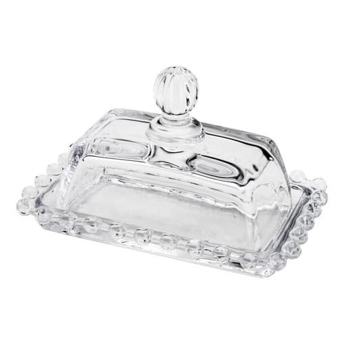 Manteigueira com Tampa de Cristal Pearl Incolor - 14x9x8cm - Wolff