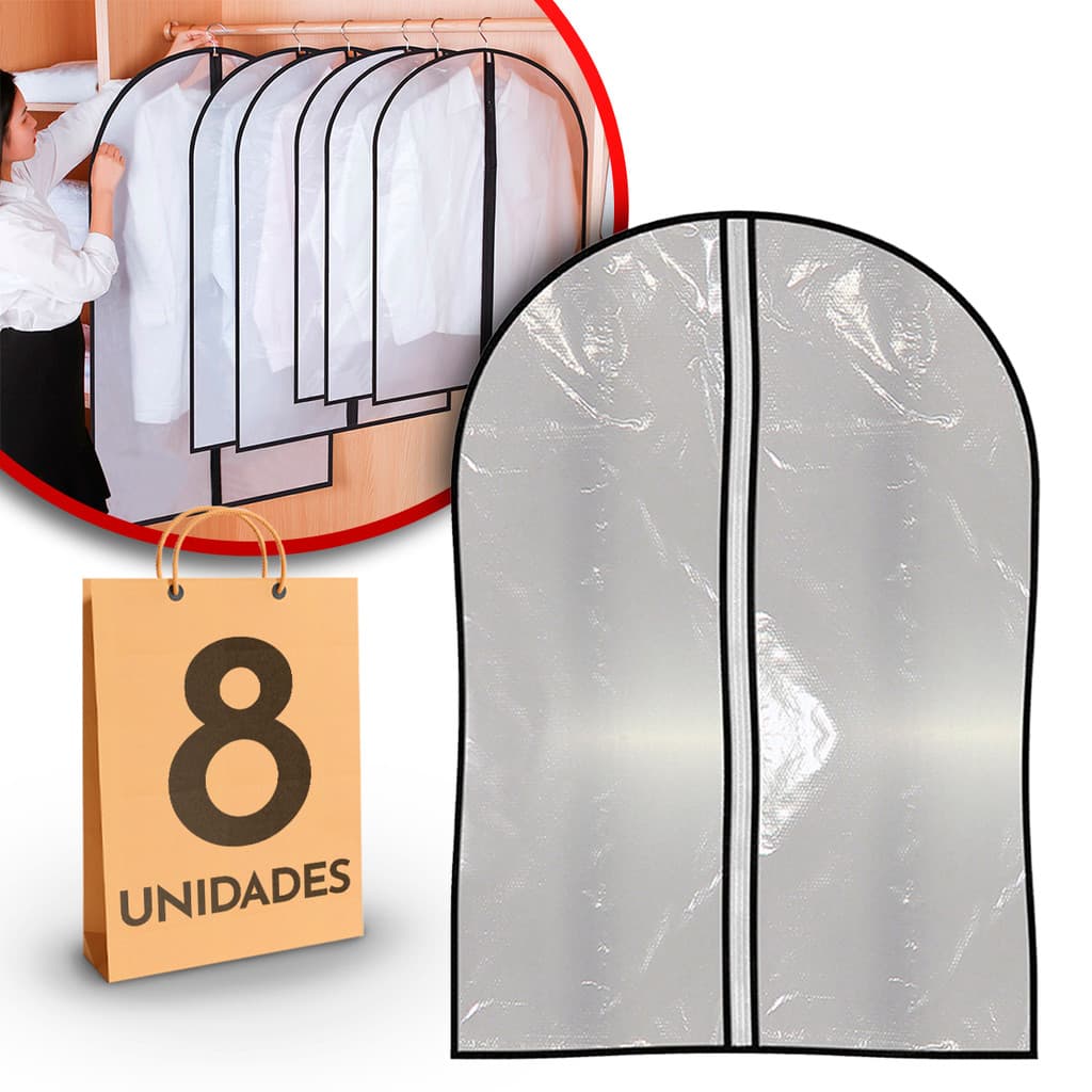 Kit 8 / 3 / 5 Capas Impermeável Para Ternos Vestidos Com Zíper Anti Mofo Poeira Organizador Terno Casaco