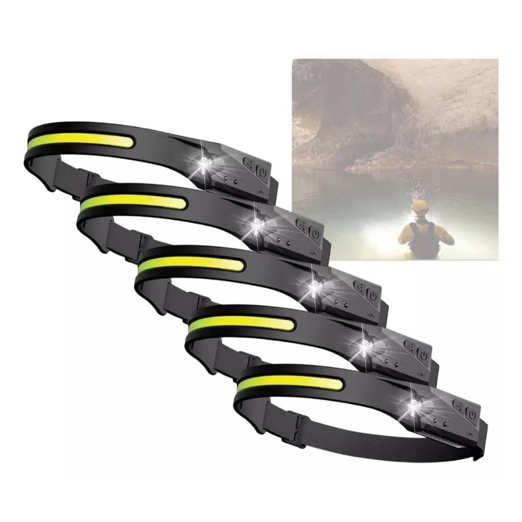 KIT Lanterna de Cabeça Recarregável Led Corpo Motion Camping Torch Light Lamp Com Usb