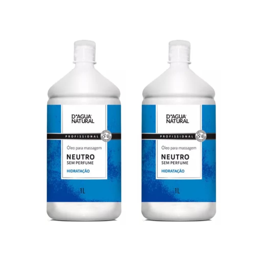 Kit Profissional D'Água Natural: 2 Óleos Para Massagem Neutro de 1L