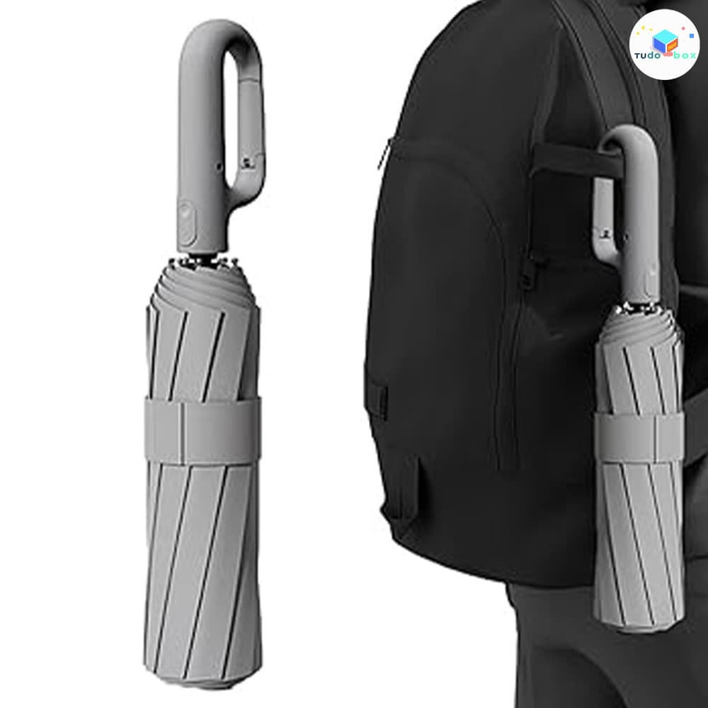 Guarda-chuva Automático Dobrável com Proteção Solar UPF 50+ - Anel de Fivela e Portátil para Viagem