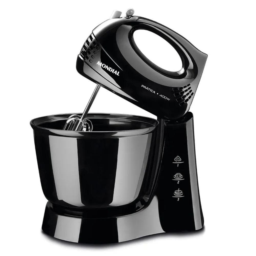 Batedeira Mondial Prática 3 Velocidades + Turbo 400W Preto 220V - B-44-B