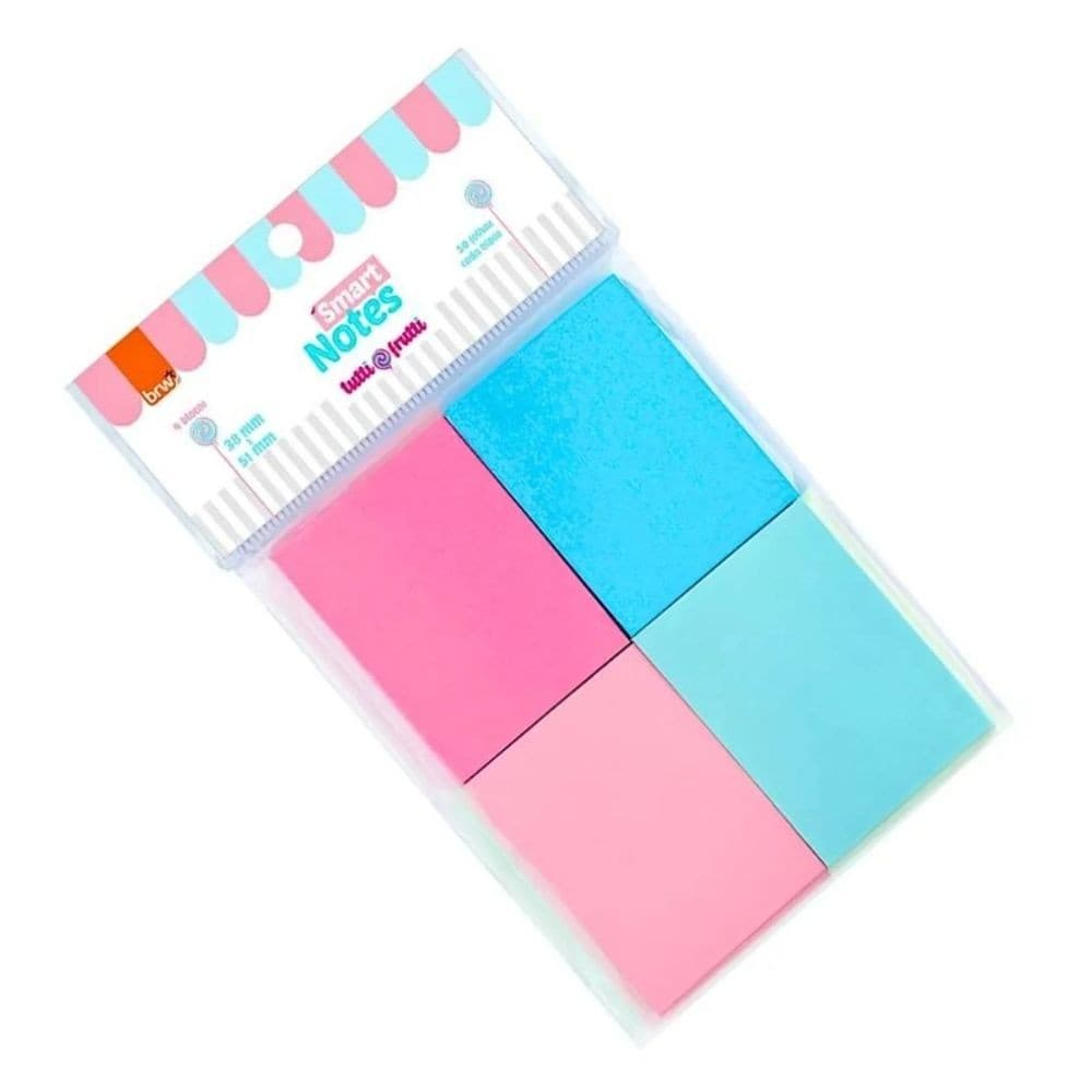 BLOCO ADESIVO BRW SMART NOTES COM 4 CORES E 200F 38X51MM REF BA3890 - TUTTI FRUTTI