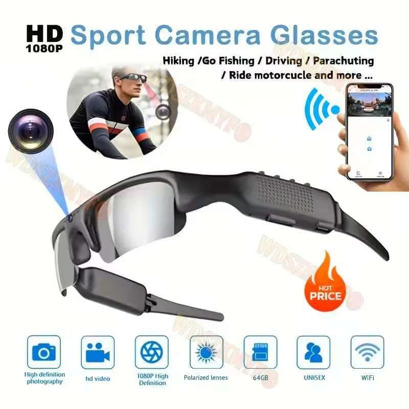 Óculos Inteligentes WIFI E APP , De Câmera MINI HD 1080P , Esportiva Portátil De Equitação , Gravação Externa Corporal