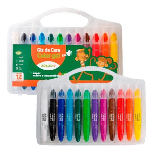 Maleta Giz De Cera Color Gel Retrátil Aquarelável 12 Cores Proprio pra Blíblia