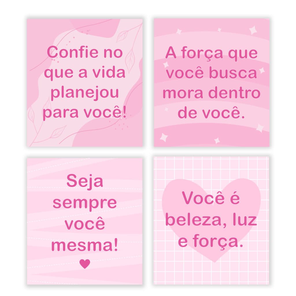 Mini Cartão Frases Motivacionais Rosa- 100 Uni