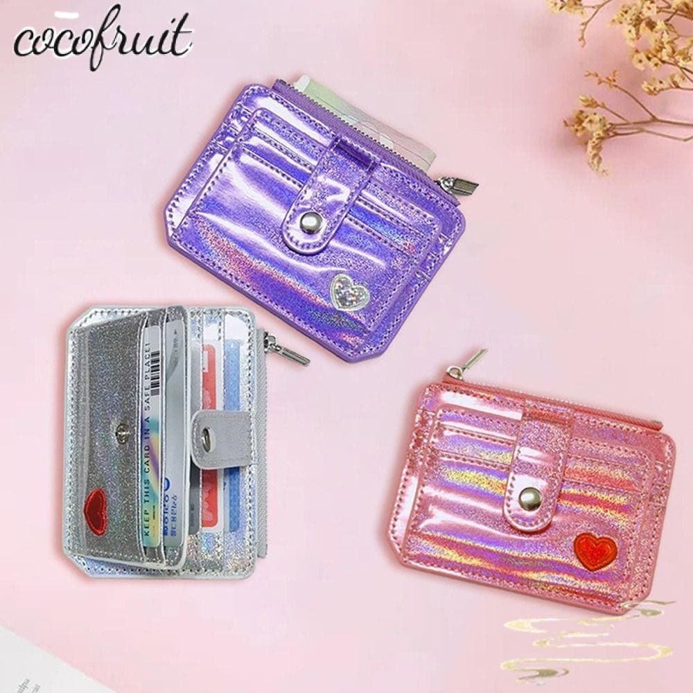 COCOFRUIT Carteira Slim Fofa Multi-Cartão Lantejoulas Fofas Cor Cristal