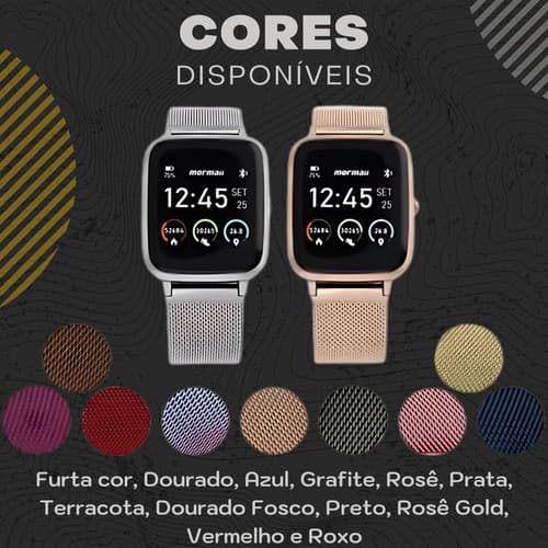 Pulseira Milanesa Metal Smartwatch Mormaii Life Glifo 5 Pro