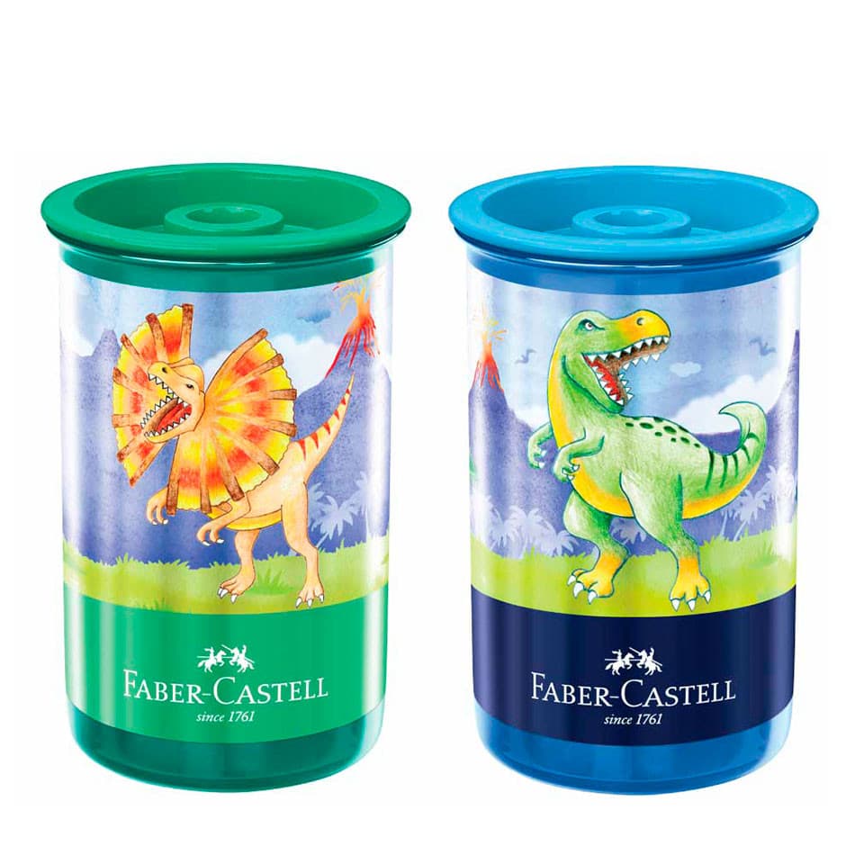 Apontador tubo com coletor Dinossauro SM/123DINOZF Faber-Castell