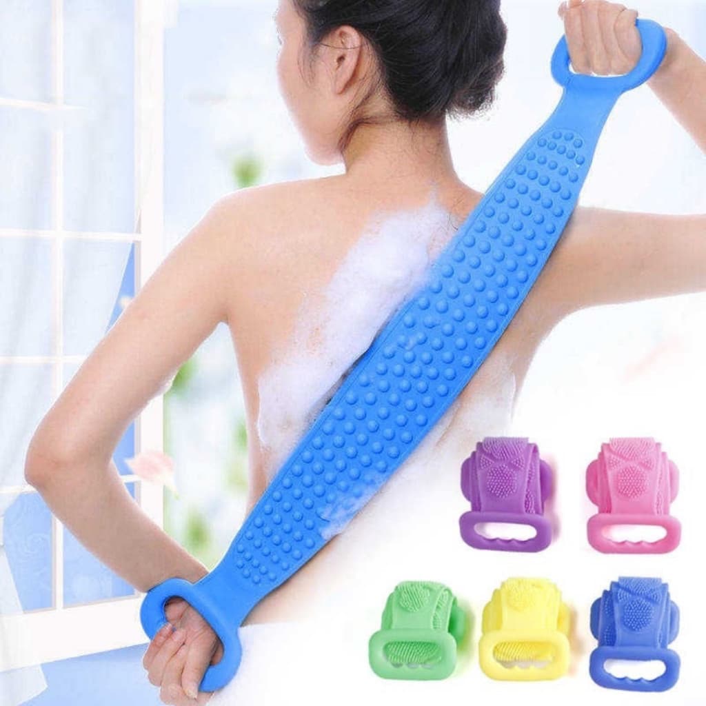 Esponja Silicone Banda Massageadora Escova Banho Lava Costas Bucha Esfoliação Corpo Todo