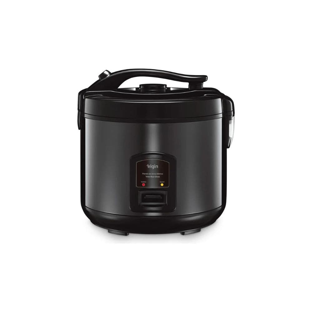 Panela De Arroz Elétrica Inox PRETO 10 Xícaras 1,8L com visor de vidro Elgin
