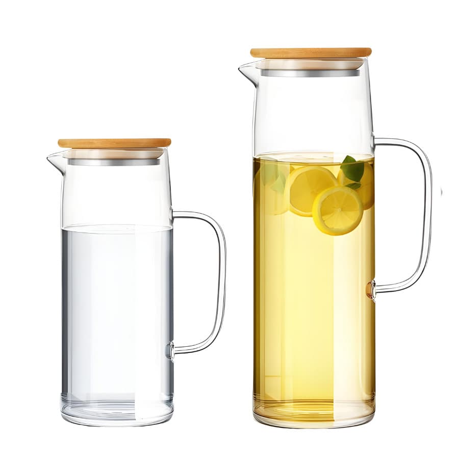 Kit 2 Jarra De Vidro Hermético Borossilicato Com Tampa Bambu Agua Suco