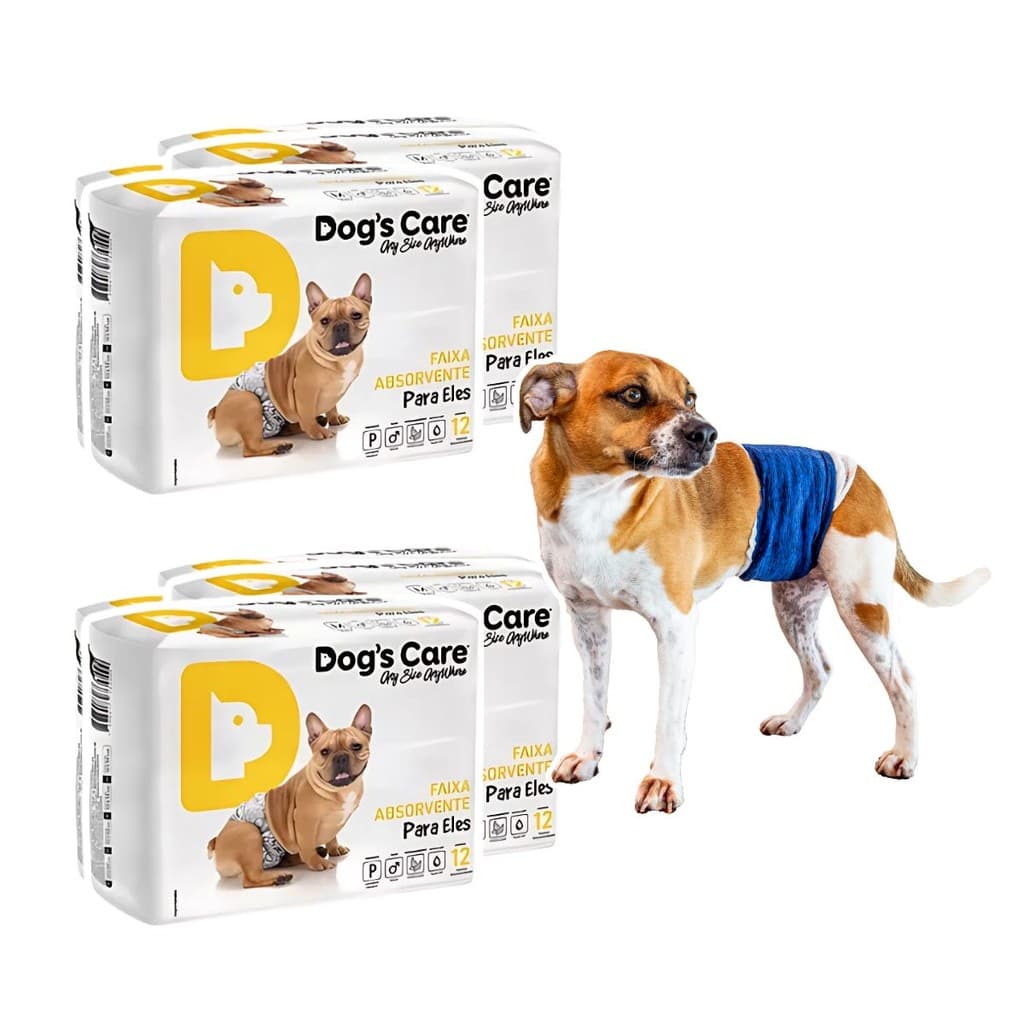 Kit 48 Fraldas p/ Pet Macho Tam P + Protetor de Fralda Tam 0