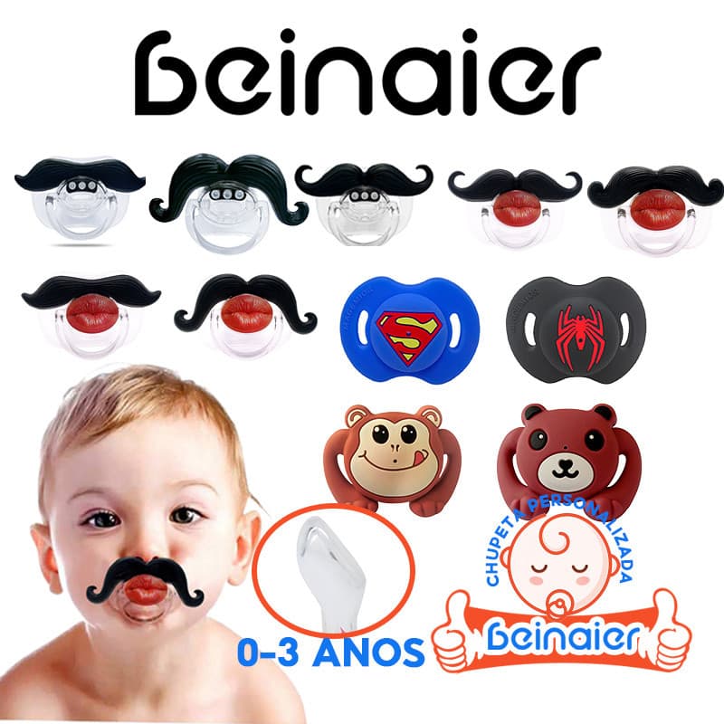 Chupeta de bebê, chupeta engraçada personalizada de desenho animado, presente de aniversário