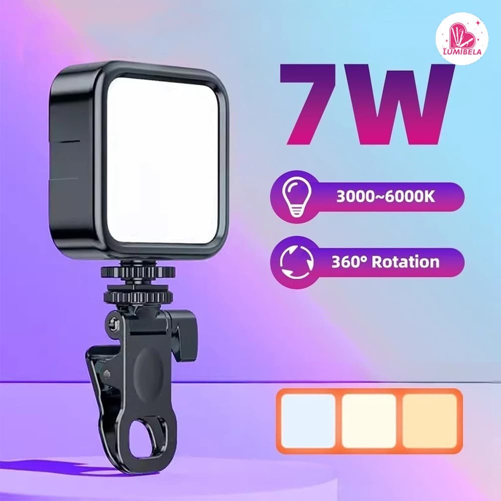 Iluminador LED Portátil com Clip para Fotos e Vídeos Noturnos