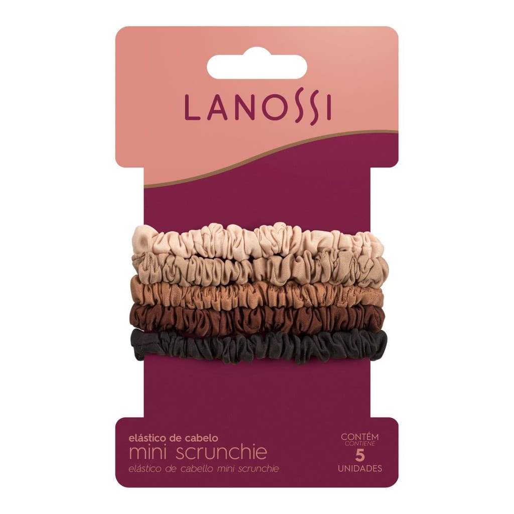 Xuxinha de Cabelo Cetim Elástico Mini Scrunchie Capuccino c/5 Un Lanossi