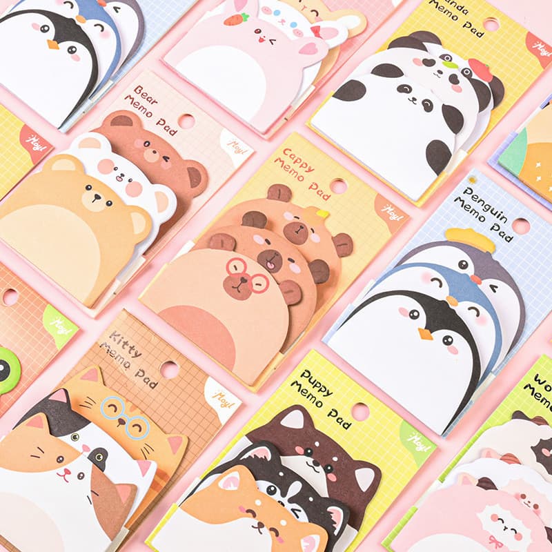 45 Folhas De Notas Adesivas De Três Camadas , Série De Animais De Estimação Fofos , Bloco Portátil Para Estudantes